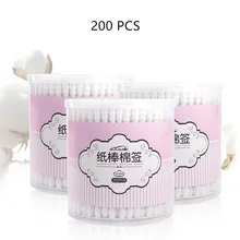 Двуглавый ватный тампон 200 шт. для удаления макияжа, ватный тампон, обезжиривание очищение, инструменты для ухода