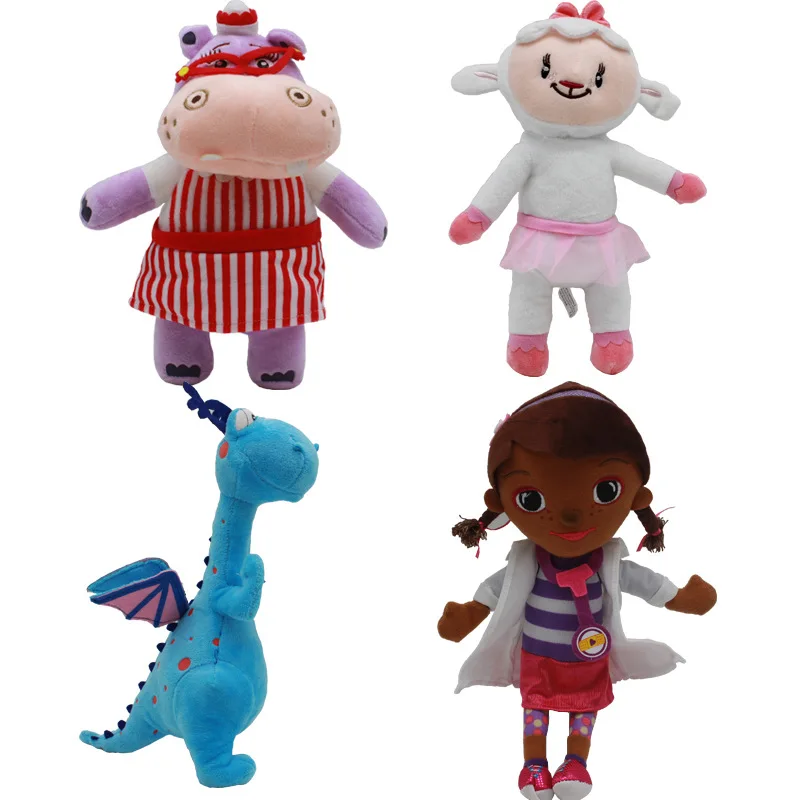 

27-34cm Doc Mcstuffins Clinic Plush Toy Doll McStuffin Lambie sheep Hallie The Hippo Dragon Plush Stuffed Animals Toys for Kids