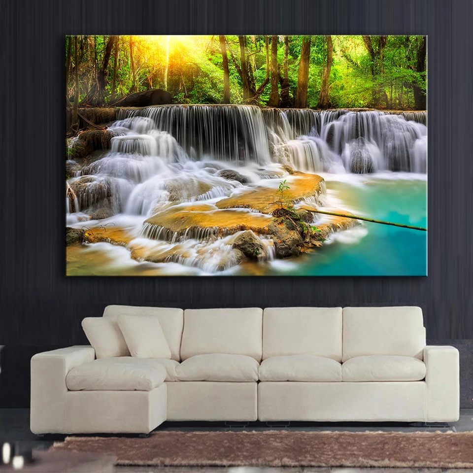 Embeish HD спрей на холсте картина маслом пейзаж водопад качество настенные художественные картины Современный домашний декор Плакаты для гостиной