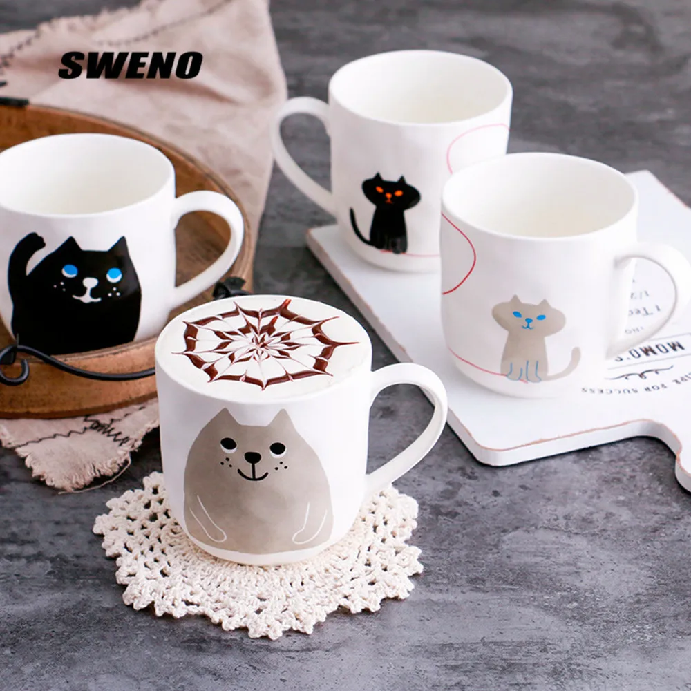SWENO новый пункт с милым рисунком кота Керамика Кофе Кубок Валентина Творческий