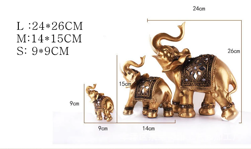 Золотая Статуя Слона из смолы, статуя Лаки Фэн-шуй, элегантная статуя слона, статуэтка счастливого богатства, ремесла, украшения для домашнего подарка