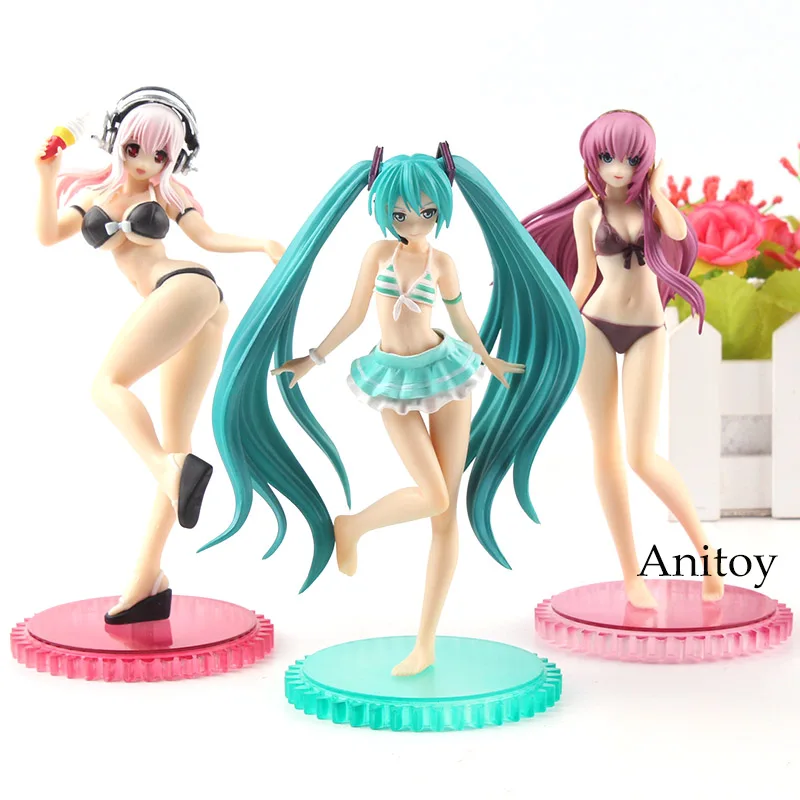 

S-style Hatsune Miku Megurine Luka Super Sonico Figure Swimsuit Ver. 1/12 Scale PVC Action Figure Collection Model Sexy Toys
