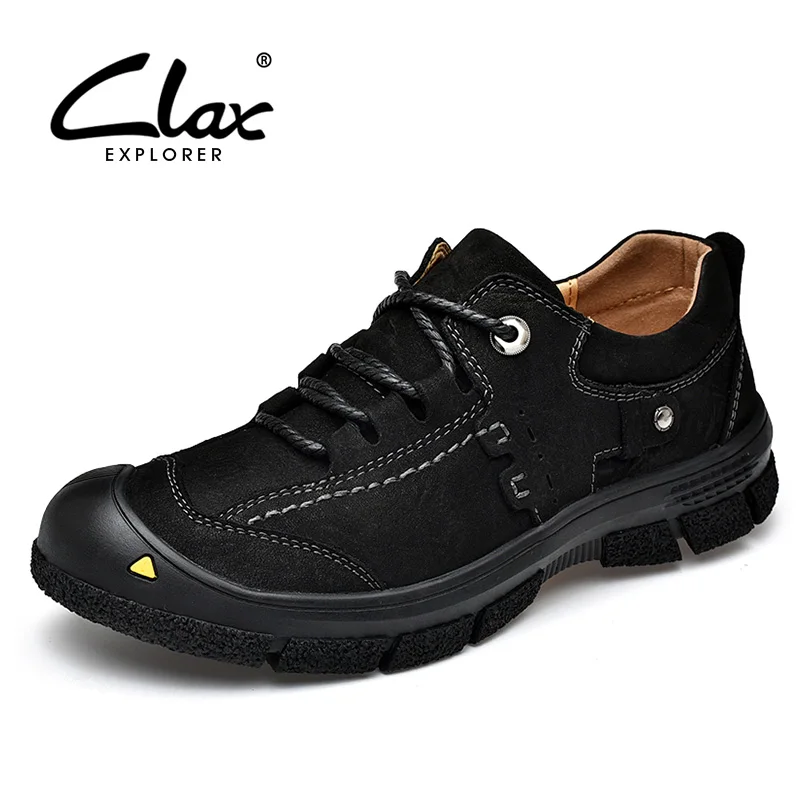 

CLAX Men Leather Boots Spring Autumn Genuine Leather Ankle Boot Work Shoe Male Safety Shoe chaussure homme Soft