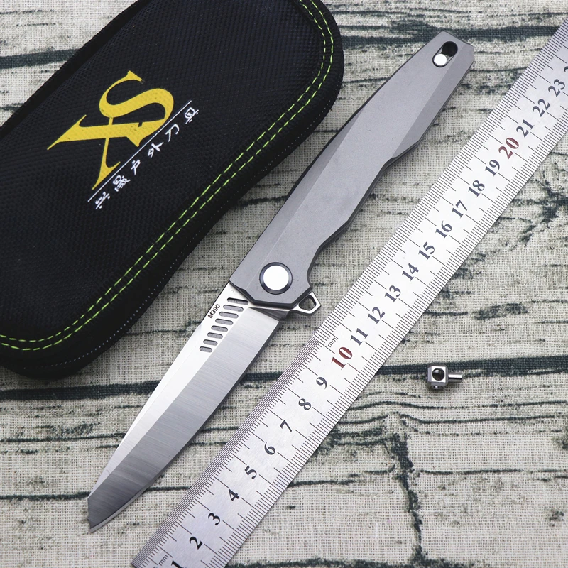 

TS88 flip folding knife ball bearing M390 blade TC4 titanium handle outdoor camping multi-purpose hunting EDC tool