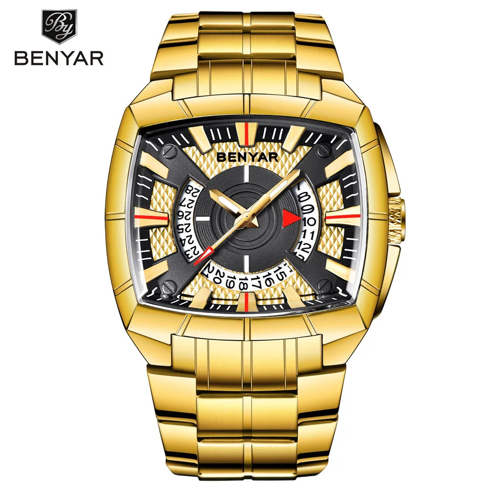 

BENYAR Top Brand Luxury Fashion Creative Men's Watches Square Dial Male Sports Quartz Watch Waterproof Clock Relogio Masculino