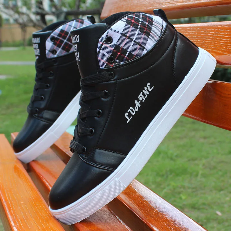 الربيع الخريف أحذية الرجال التزلج أحذية عالية أعلى الرجال عالية البريطانية نمط مريحة الرجال التزلج احذية رياضية