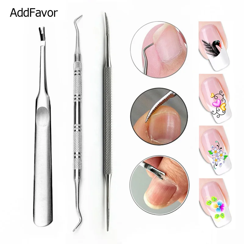 

AddFavor 3Pc Ingrown Toenail Corrector Manicure Set Toenail Lifter Pedicure Toenail File Cuticle Remover Pusher Foot Care Tools