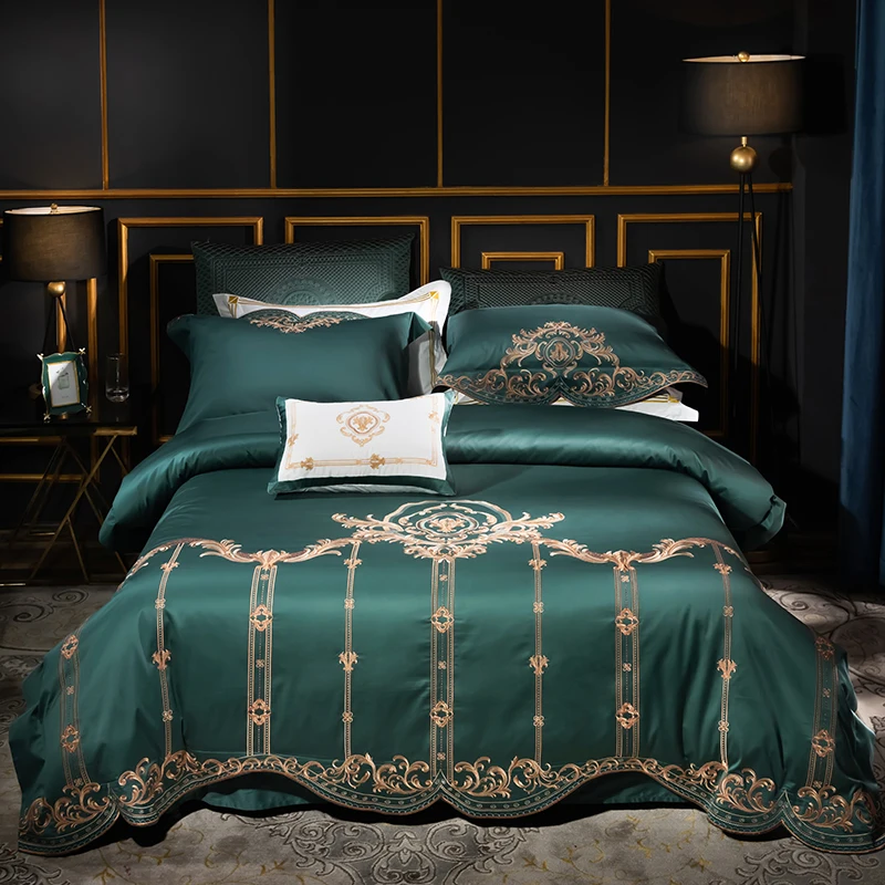 buy Luxury embroidery bed set bedding sets 4pcs queen king size bed sheet set,100S egyptian cotton bed linen pillowcases