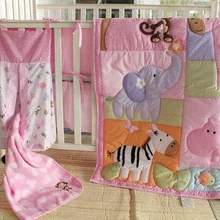 6 шт. бампер лист пыли рябь Набор Розовый Зоопарк хлопок детская кроватка постельные принадлежности одеяло Детский Комплект постельного белья Качественный хлопок