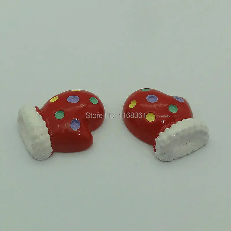 1pcs/lot resin flatback red glove 20mm Cabochons Scrapbooking Hair Bow Center DIY Christmas decration C106-6