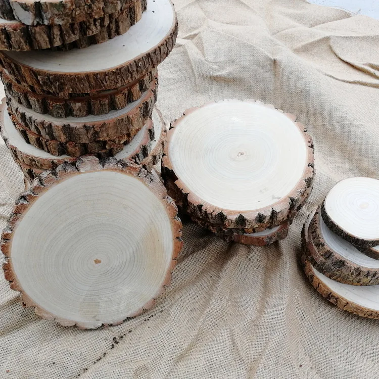 

1.5-2cm Thicken Toon Round Wood Natural Unfinished Wood Slices Plate Round Wooden Chips Disc For DIY Craft Ornament
