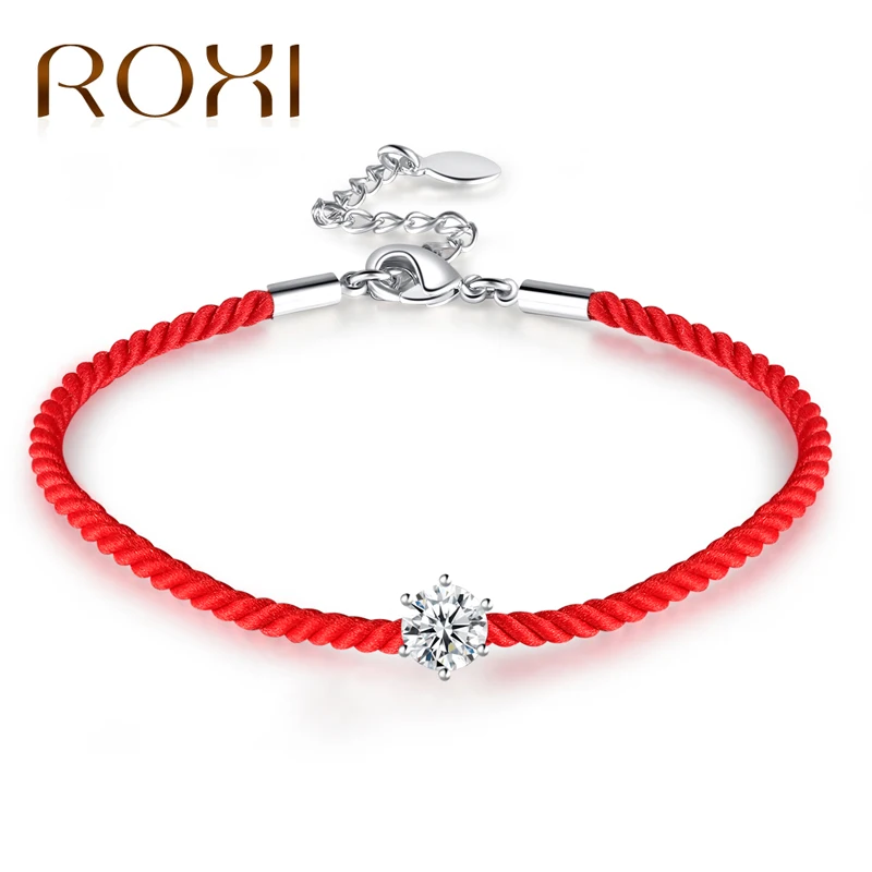 

ROXI Austrian Round Crystal Charm Bracelets for Women Red Thread Line Rope Trendy Bracelet Bangles femme boho Jewelry pulseras