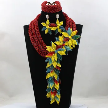 

Recent Dubai Gold Bridal Jewelry Set African Beads Costume 3 layers Fashion Flower Jewelry Set For Women Free Shipping ALJ780