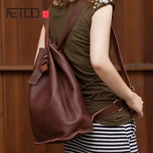 AETOO Genuine leather bag handmade new European and American leather shoulder bag shoulder diagonal cross-hand pumping
