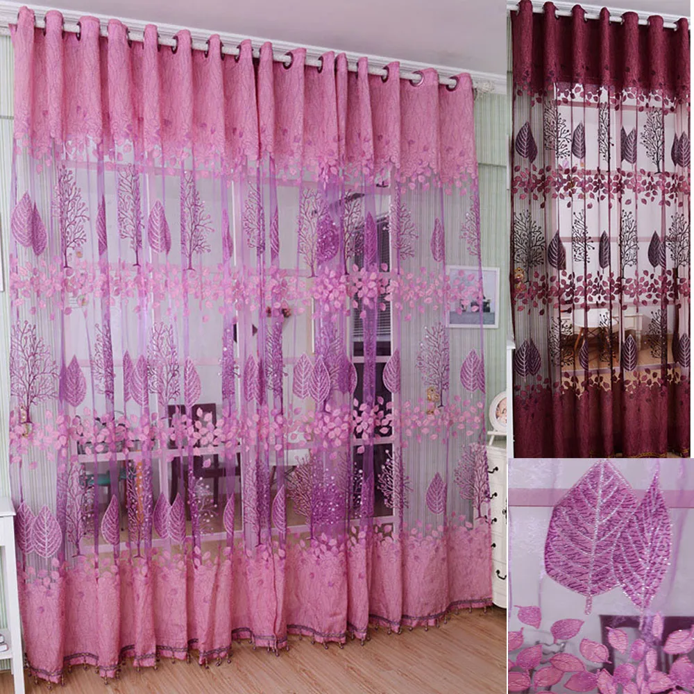 2019 Embroidered Strawberry Tulle Window Screen Door Balcony Curtain