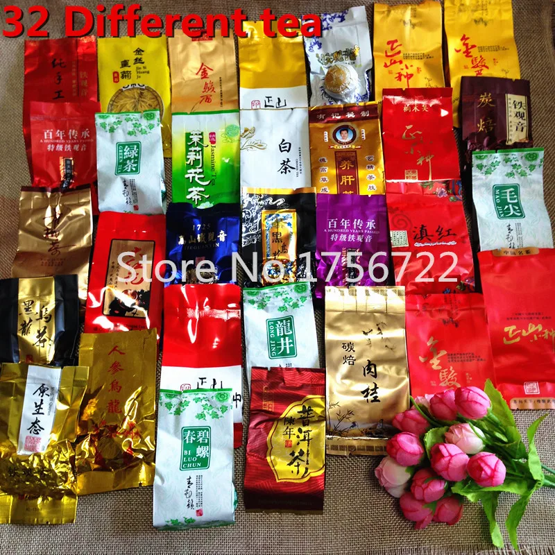 

32 pcs/box Chinese tea Free shipping different tea Flavors herb/Milk Oolong/tie guan yin/Dahongpao/Puer 227g high quality Gift