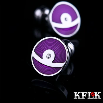 

KFLK Jewelry shirt wedding cufflinks for mens Brand Crystal Purple fashion Cuff link Wholesale Button High Quality guests