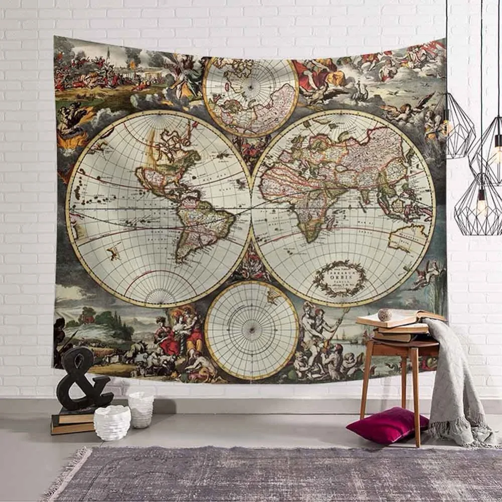 Картина карта мира гобелен винтажный домашний декор Вояджер хиппи настенный гобелен пляжное полотенце Коврик для йоги одеяло скатерть
