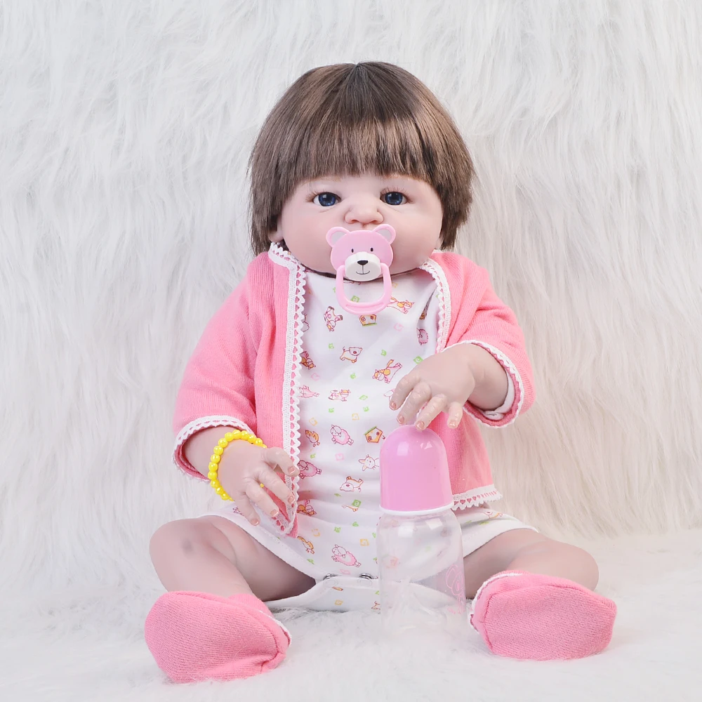 

Fashion Reborn Baby Doll 23" Full Silicone Vinyl Body Lifelike Babies Toys Newborn Dolls For Girl Gifts Cute Baby Playmates