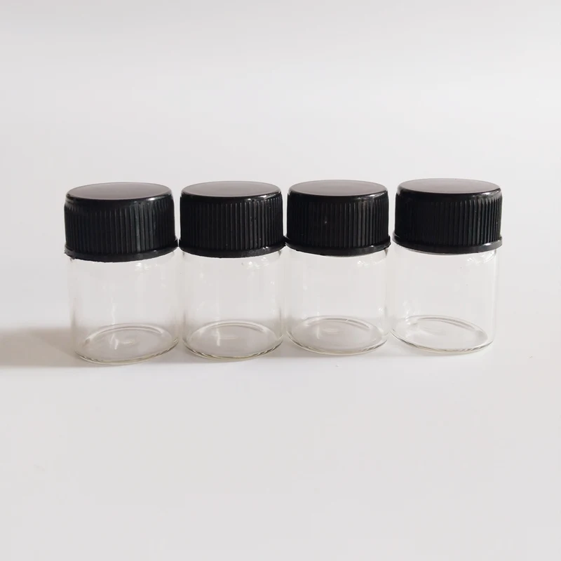 

50pcs/lot 5ml wish glass bottle Black Plastic cap 22*30mm glass vials Small Dry goods Storage bottle Liquid bottle Home crafts