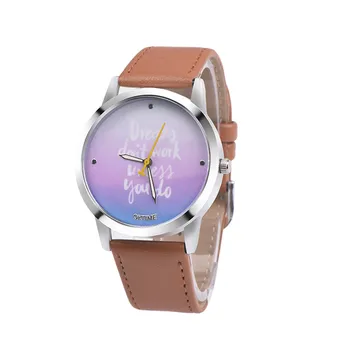 

2017 Women's Fashion Letters Leather Band Analog Quartz Vogue Wrist Watch dropshiping Y7829