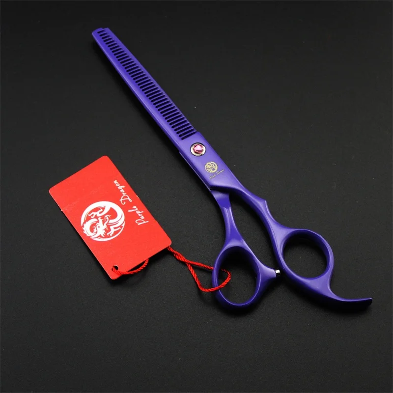 Purple dragon 7.0 inch Professional pet scissors for dog grooming High Quality Straight & Thinning & Curved Scissors 4pcsset (10)