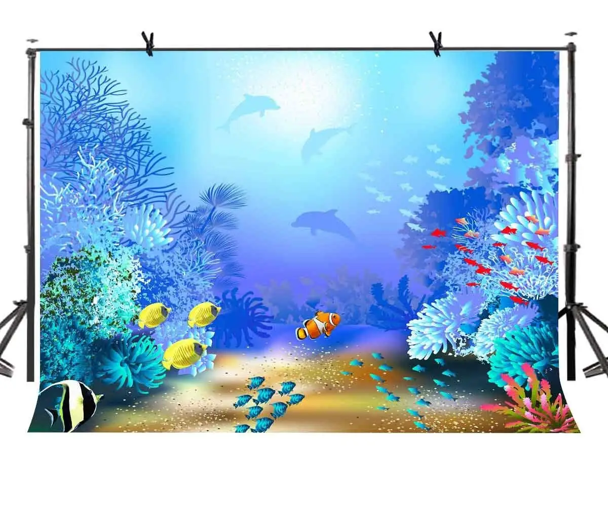 

7x5ft Ocean World Backdrop Beautiful and Lovely Underwater World Photography Background and Studio Photography Backdrop Props