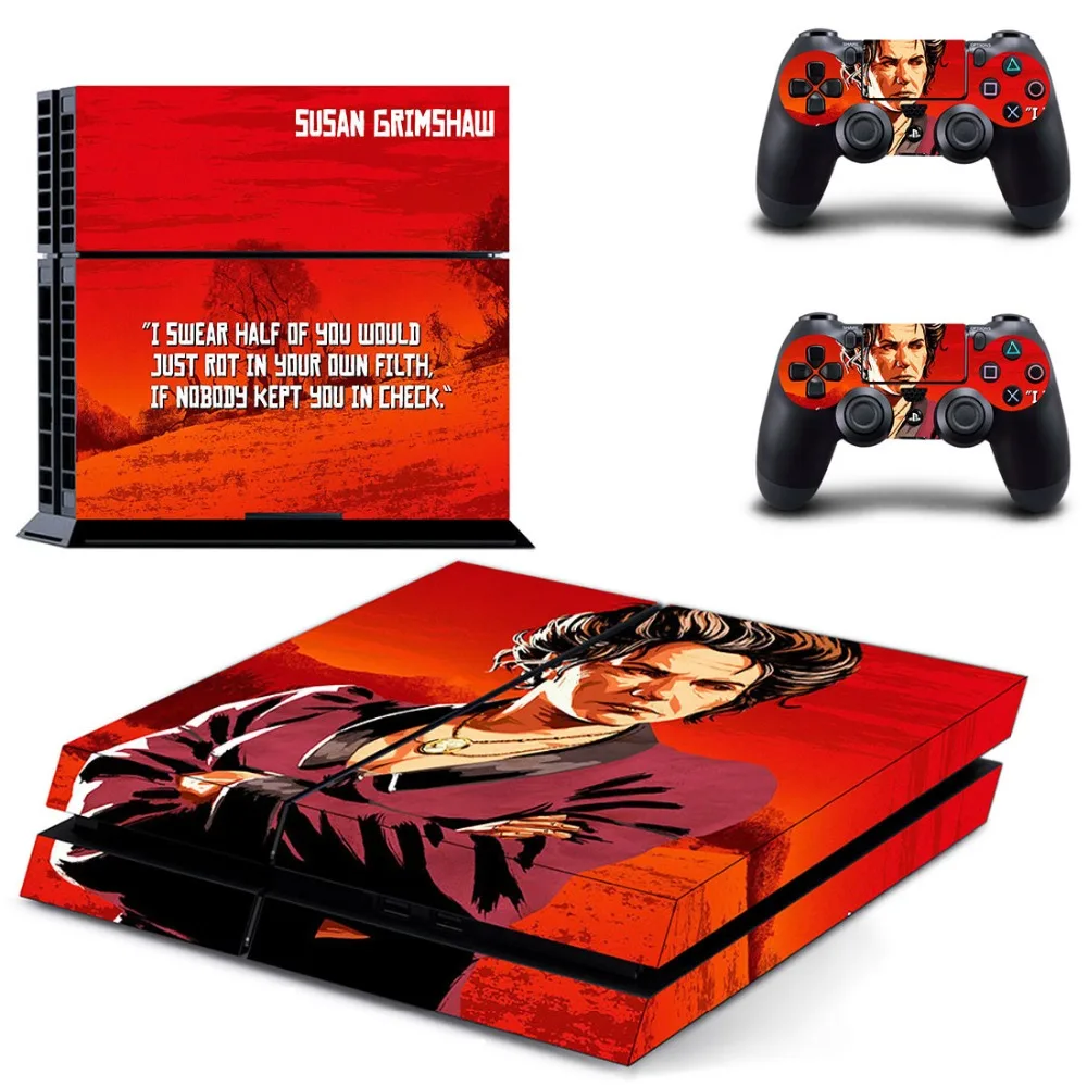 Красные изображения из фильма Red Dead Redemption 2 наклейки PS4 на контроллер play station 4 кожа
