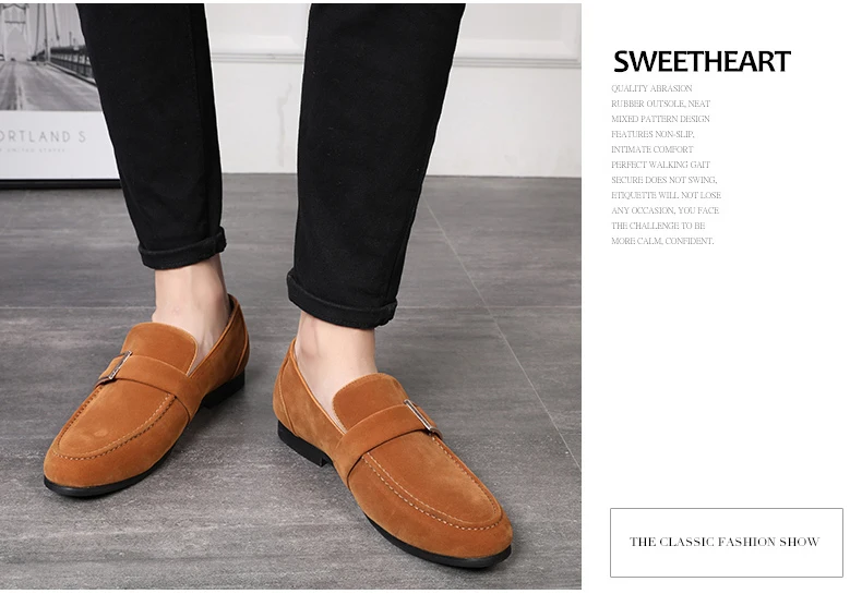 Mens Casual Shoe Business Mens Shoes Formal Leather Black Slip-on Men Loafers Dress Shoes Breathable PU Suede Driving Shoe Brand (7)