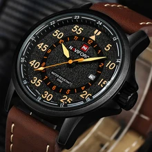 Nouveau NAVIFORCE Marque De Luxe Bracelet En Cuir Analogique Hommes de Quartz Date Horloge Mode Casual Sport Montres Hommes Militaire Montre-Bracelet