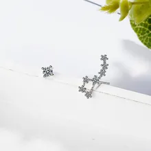 925 пробы серебро Созвездие асимметричные серьги-гвоздики в форме к требованиям заказчика; сверкающие; циркония настоящие серебряные серьги в виде звезды Большой Медведицы серьги-клаймберы развертки