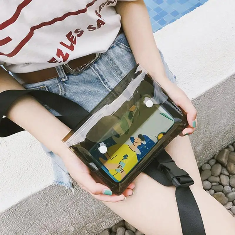 

Summer Waterproof Clear Hologram Waist Bag Women PVC With Belt Clutch Beach Waist Pack Transparent Waist Pack Phone Purse Female