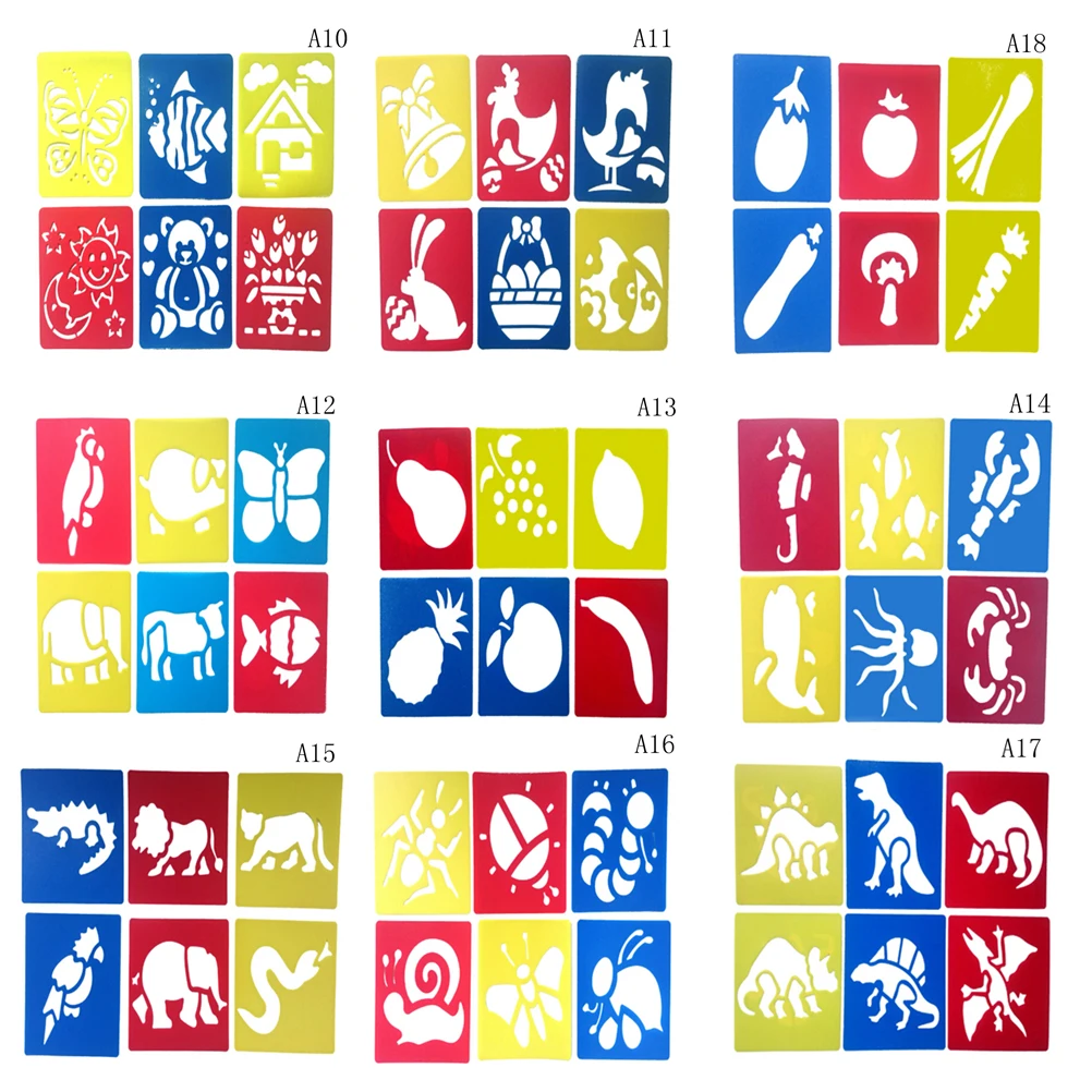 

6pcs Gifts Colorful Drawing Toys Children Multi Shaped Plastic Rulers Painting Drawing Template Stencil Kids Toy Painting Tool