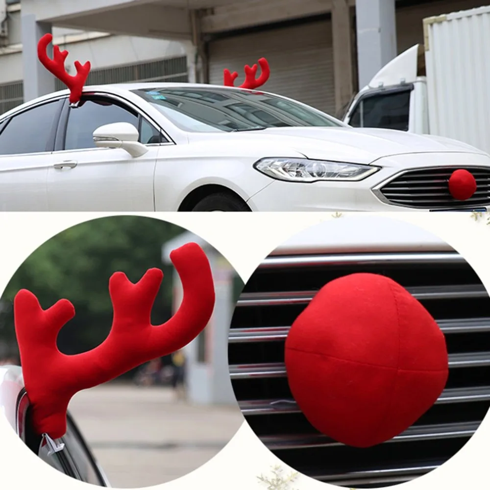 Дизайн креативный Рождественский автомобильный костюм украшение Полный комплект с 2 рога 1 олень нос 2 Мироу Чехлы дропшиппинг