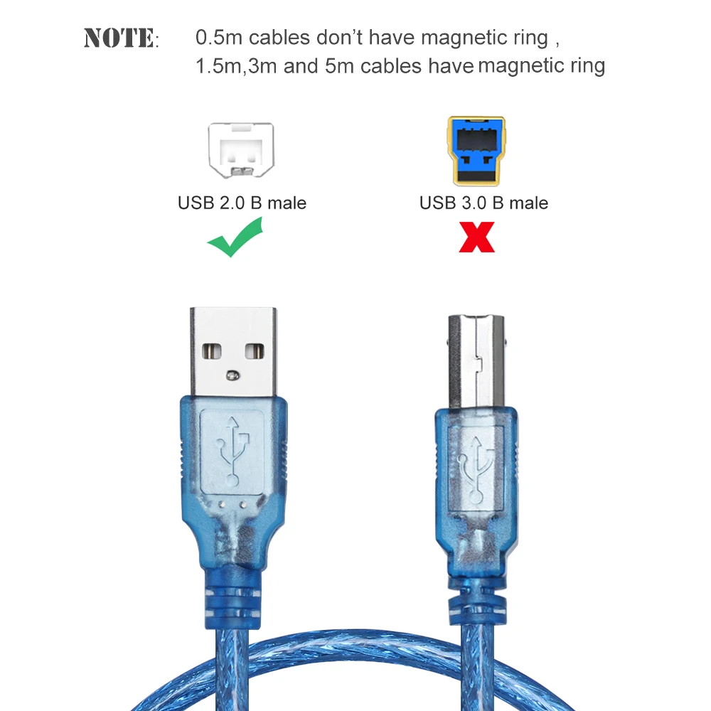 USB 2.0 Printer Cable Super Speed Type A Male to B Male Cable Data Sync Cord