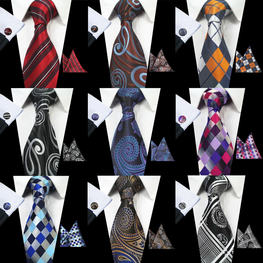 GL63 71 Mens Tie Paisley Handkerchief Tie Hanky Cufflink Set 100 Silk