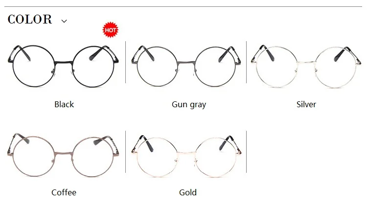 Круглые очки, оправа для женщин и мужчин, ретро очки для близорукости, оптические оправы, металлические прозрачные линзы, черные, серебряные, золотые очки Oculos De Grau