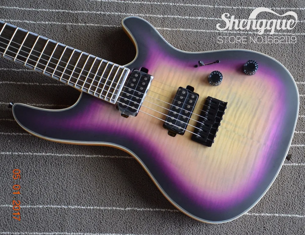 

Factory Custom Mayones guitar 7 strings electric guitar with Neck Through Body Tiger Flame muscical instrument shop