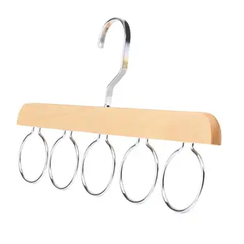 

OUNONA Multifunctional Wooden Scarf Closet Organizer Hanger Ties Belts Shawls Holder Rack with 5 Loops