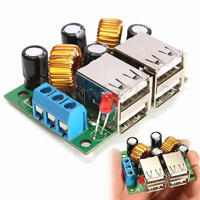 4-usb-порт понижающий блок питания преобразователь Плата модуль DC 12V 24V 40V до 5V 5A понижающий модуль Преобразователь напряжения 4-usb-порт понижающий блок питания преобразователь Плата модуль DC 12V 24V 40V до 5V 5A понижающий модуль Преобразователь напряжения