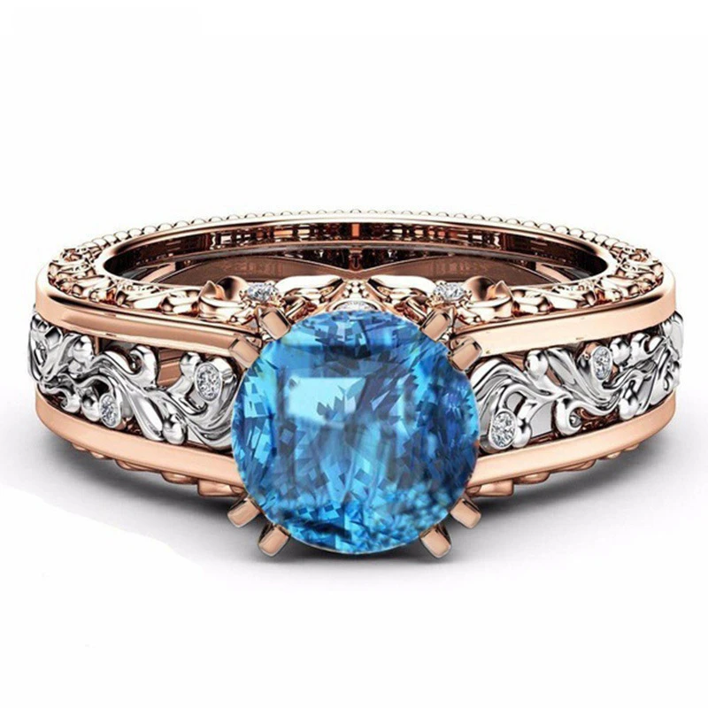 

Fashion Rose Gold Ring Silver Double Rings Engagement Woman Cubic Zirconia Rings For Women Ladies Lover Party Wedding Jewelry