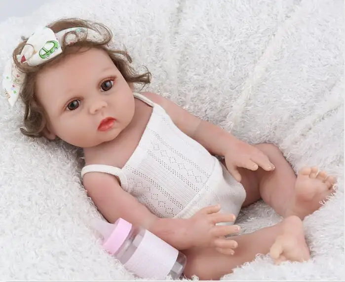

Bebes reborn 17 inch Full Vinyl silicone reborn baby doll girl Lucy Lifelike Fake Infant Educational Bath Toys gift bonecas