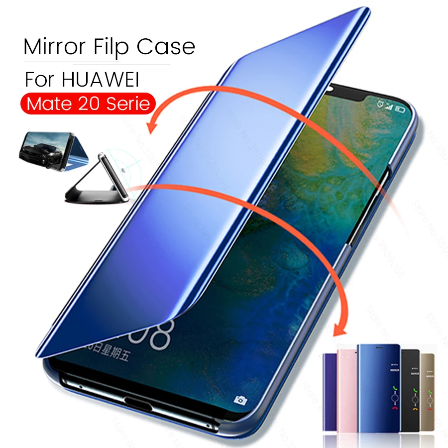 

Mirror Smart Flip Case For Huawei Mate 20 Pro Standing Case For Huawei Mate 20 Lite Light Coque Cover Hauwei Mate 20Lite 20Pro