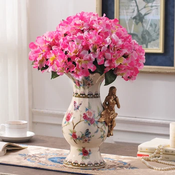 

European girl ceramic vase flower simulation suit the living room TV cabinet garden table Home Furnishing vase ornaments