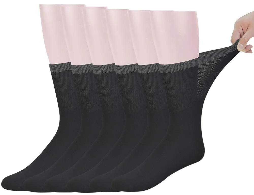 Лучшие Мужские бамбуковые носки до середины икры для диабетиков с бесшовным носком, 6 пар Размер L(размер носков: 10-13
