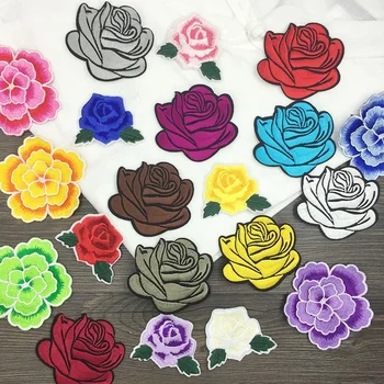 

Small Rose Embroidery Patches Flowers for Clothes Iron on Stickers applique Sewing Accessories Wedding Decoration Crafts 1pc
