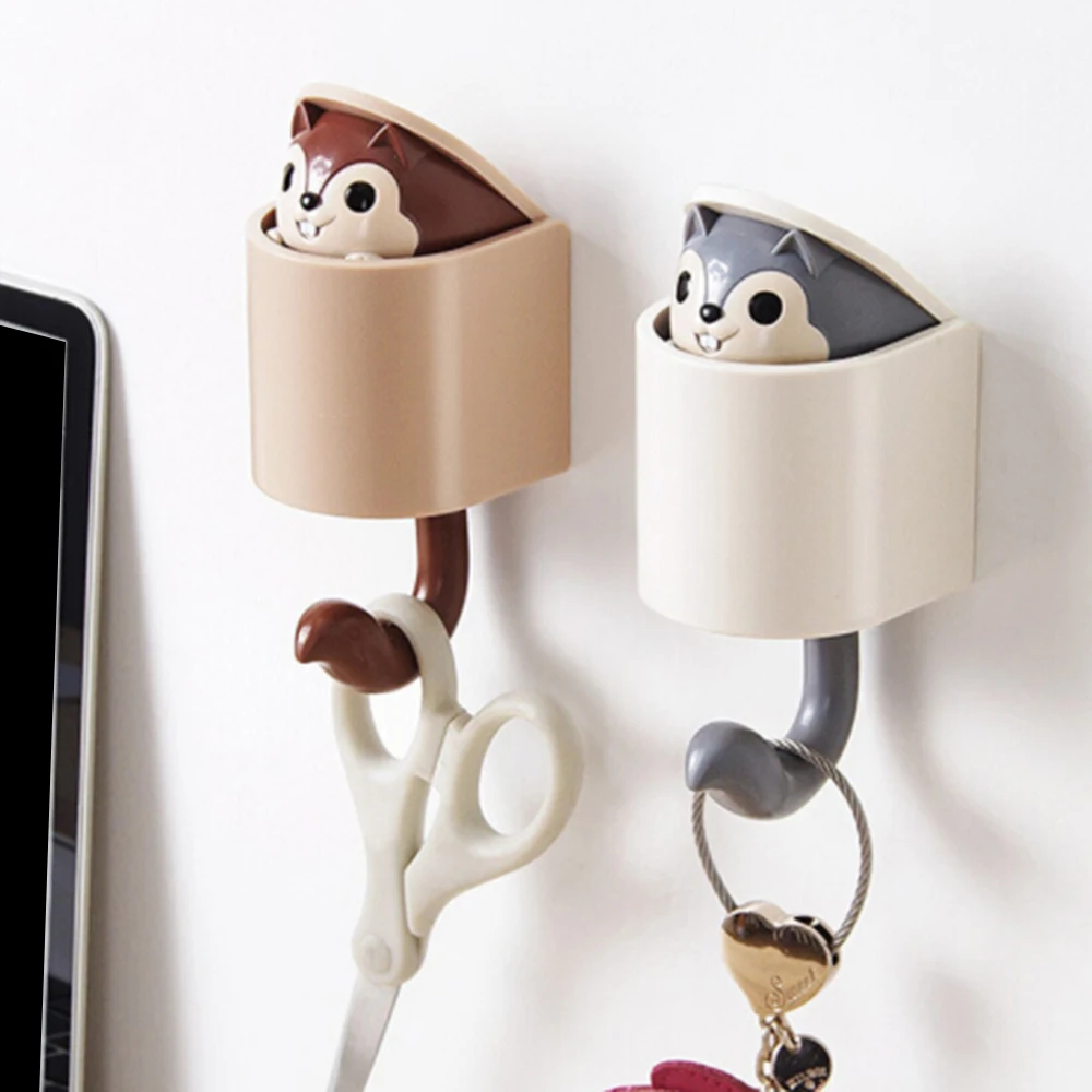 Coat Wall Hook Key Holder Creative Outstretch Cute Squirrel Hook Wall Home Decor Kitchen Hook Bathroom Accessories Coat Hanger