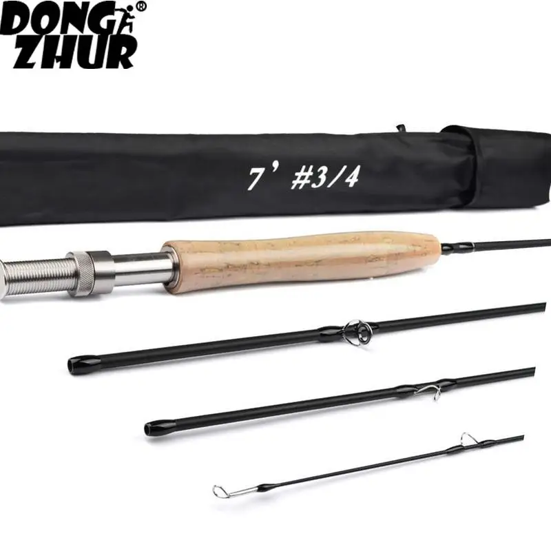 

1PC High Carbon Fiber Fly Fishing Rod 7FT 2.1M 4 Section Line wt 3/4 5/6 7/8 Soft Wooden Handle Fly Rod Fishing Tackle YDY3946