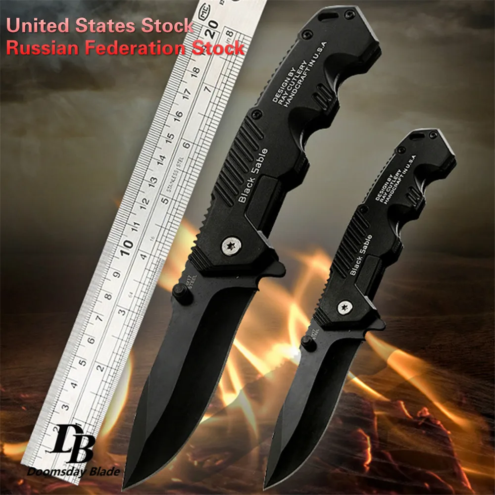 

57HRC Pocket Folding Knives 5Cr13 Satin Blade Axis System Aluminum Alloy Handle 2 Size Hunting Knives Survival Outdoor Tools