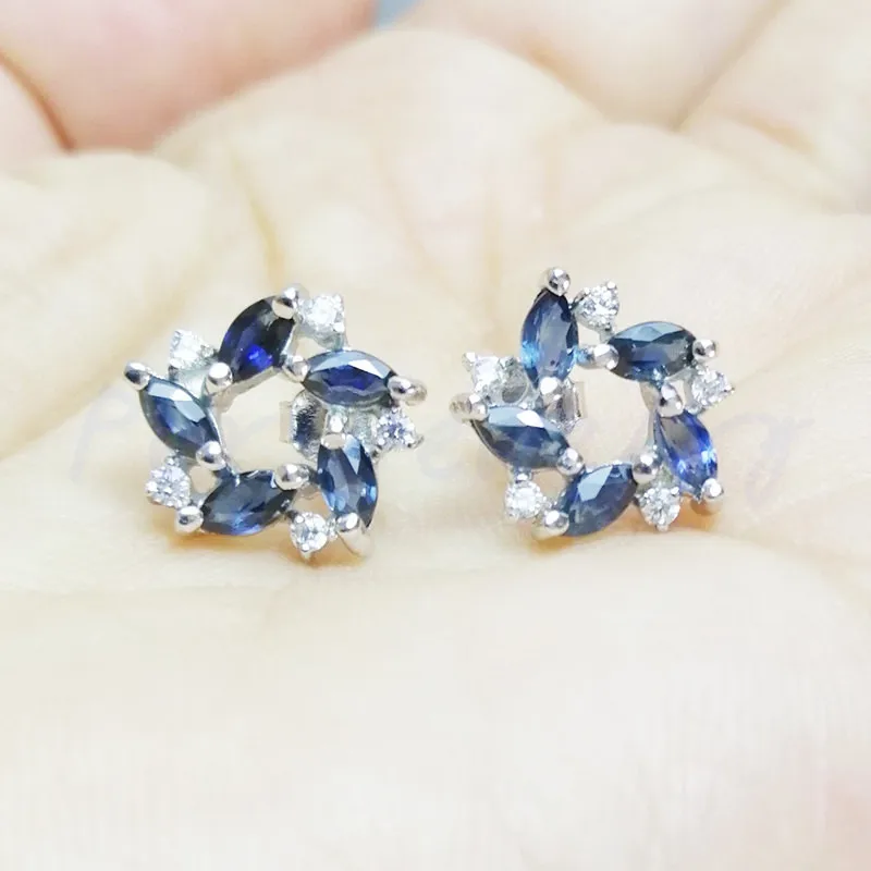 

Stud earring Free shipping Natural real sapphire 925 sterling silver stud earrings Fine jewelry 0.15ct*10pcs gems #C181223003